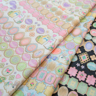 日本松浦Yukiemon纯棉60支卡通可爱夏薄软面料包包裙布萌趣徽章