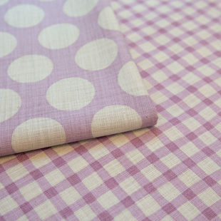 日本进口纯棉仿麻平纹布日式格子圆点和风柔软手工服装包包面布料