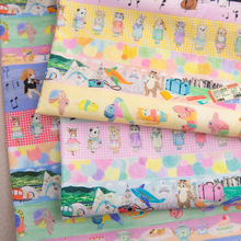 日本松浦Yukiemon纯棉60支卡通可爱夏薄软面料包包裙子布世界旅行