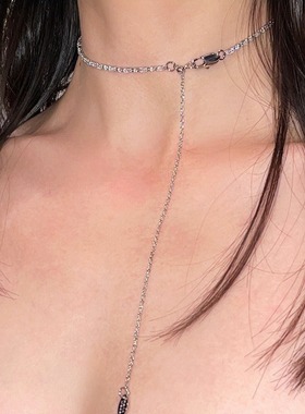 超闪白色锆石项链轻奢气质小众高级感颈链2026新款设计感锁骨链女