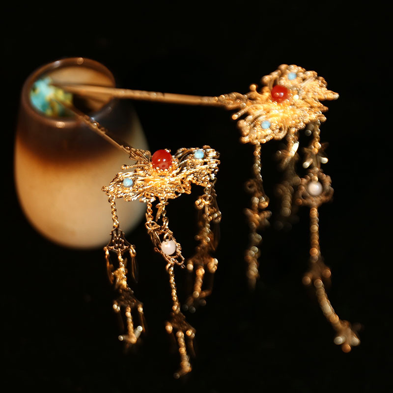 精品手工发饰新娘中式头饰古风汉服念奴娇高档婚嫁敬酒高颜值发簪