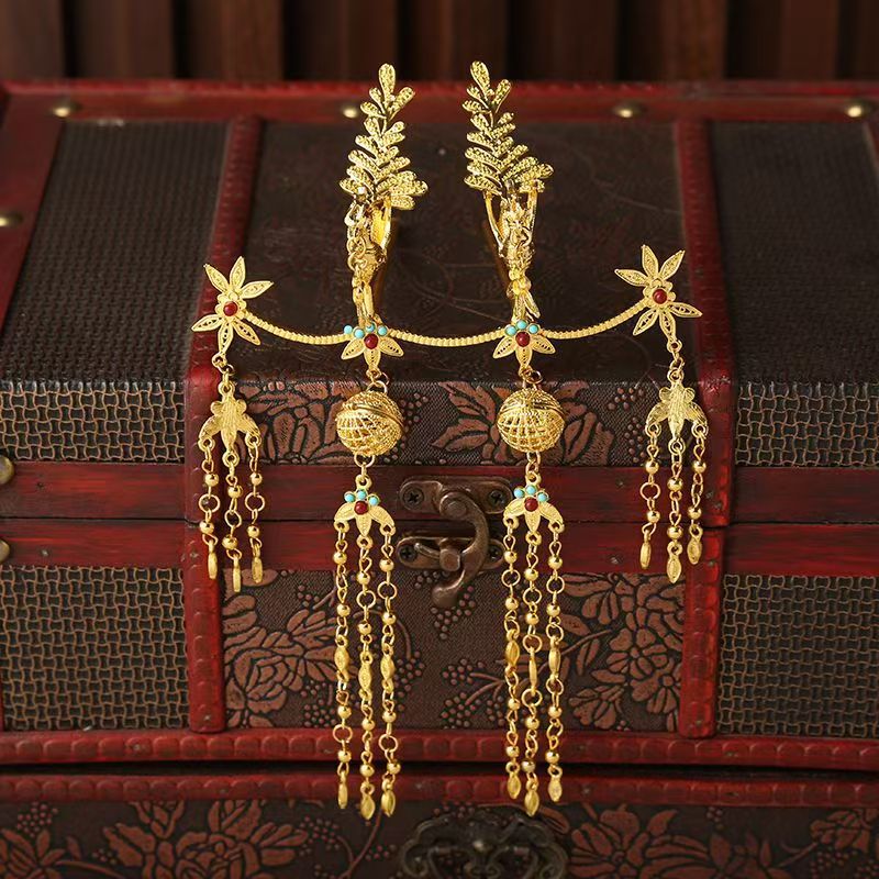 古风汉服凤凰发饰头饰发冠宫廷唐风牡丹绢花配饰流苏富贵步摇发冠