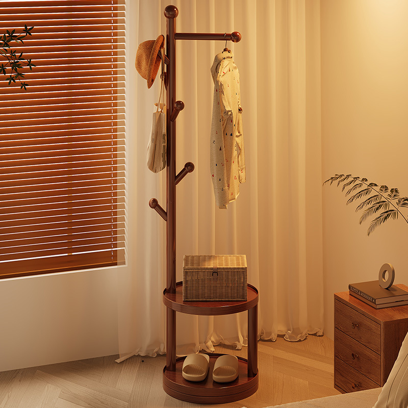 实木衣帽架客厅落地家用置物架室内多功能衣服架卧室床头挂衣架子