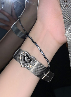 银色钛钢宽表带手镯手链