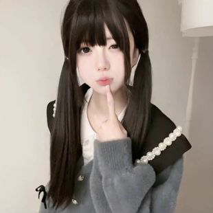 假发齐刘海双马尾黑长直显白减龄爆改萝莉JK假发【扎好发出】