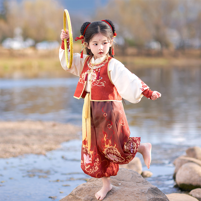 童锣湾儿童汉服哪咤服装中国风套装国潮风男女童春装哪吒cos服