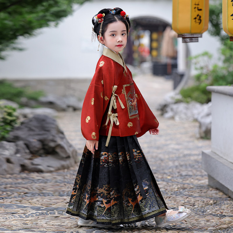 童锣湾女童汉服2026新款琵琶袖儿童明制马面裙春秋款中国风拜年服