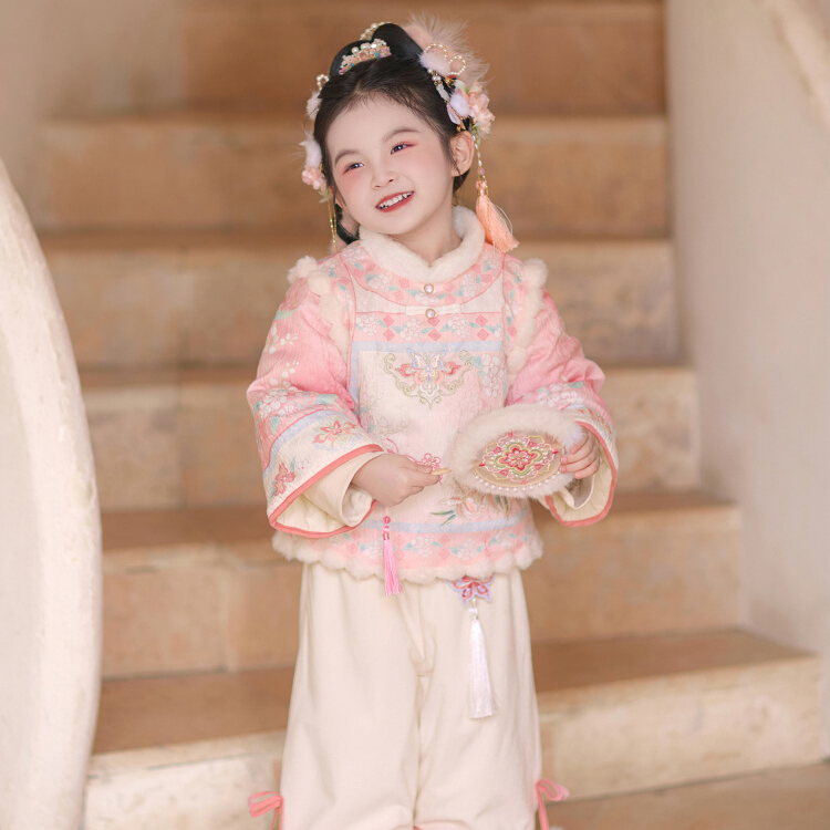 软萌保暖加绒旗袍套装新年古风装