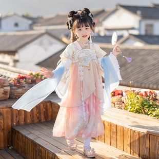 女宝宝公主裙襦裙 襦裙儿童连衣裙套装 童锣湾汉服女童秋装 2025新款