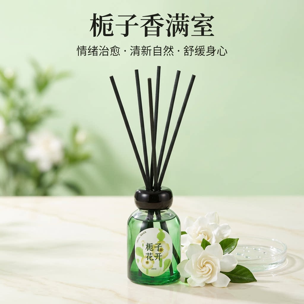 藤条香薰无火香薰栀子花洗手间办公室客厅摆件栀子花足浴除味增香