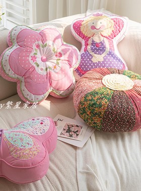 外贸儿童卡通可爱纯棉抱枕女孩沙发床上枕头靠垫含芯不可拆洗包邮