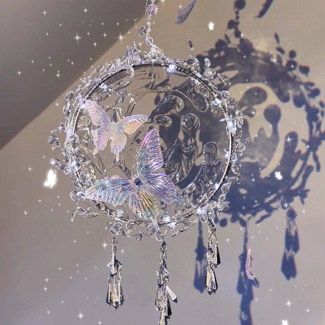 DIY手工风铃材料包 创意氛围梦幻水流蝴蝶小夜灯  生日礼物送闺蜜