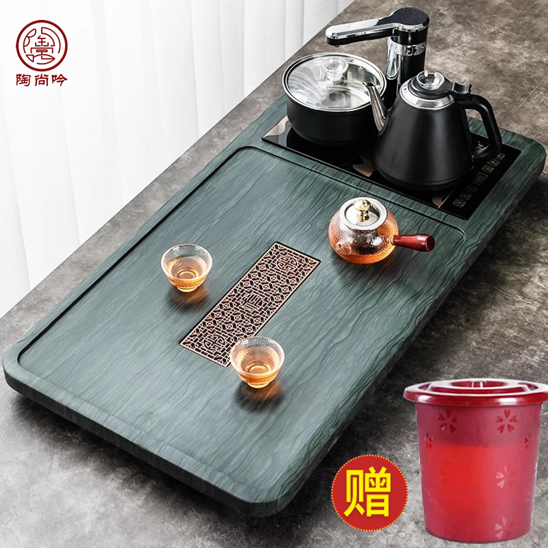 手工抛光天然木纹石长方形茶盘