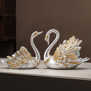 新中式现代家居装饰品新房客厅酒柜电视柜大天鹅摆件结婚礼物送人