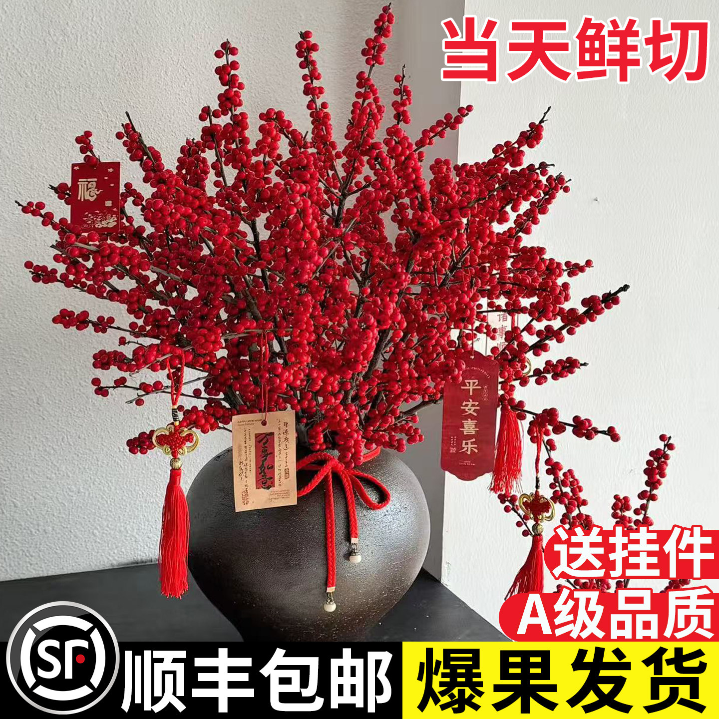 【顺丰包邮】冬青红果真花鲜切花