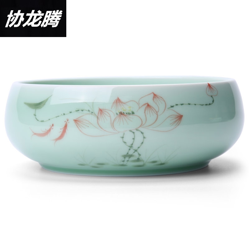 协龙腾 功夫茶具陶瓷青瓷茶洗大号茶碗杯洗水笔洗茶道配件水洗碗 - 封面