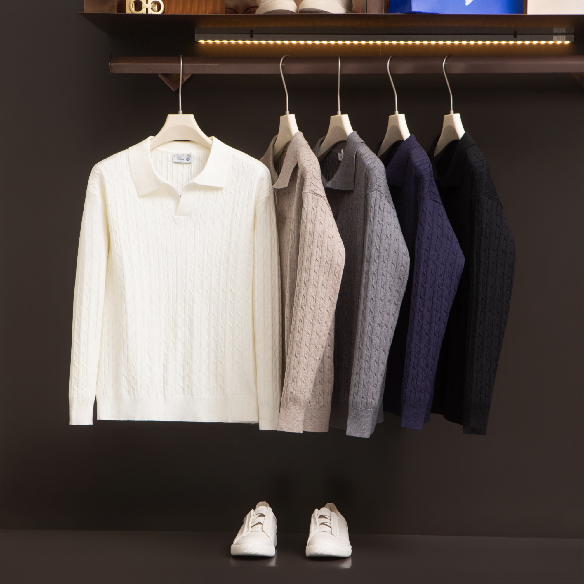 优质天丝混织面料 冬季男士弹性亲肤海欧领套头长袖针织衫 毛衣潮