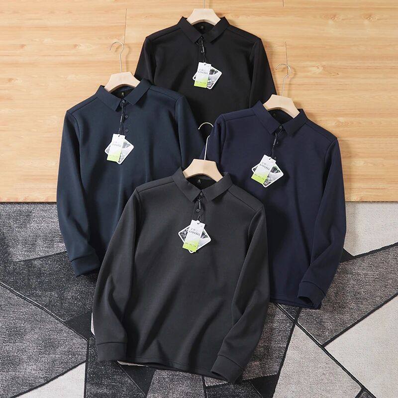 山羊绒+莱赛尔+桑蚕丝混纺 冬季男士加绒加厚保暖弹性翻领卫衣潮