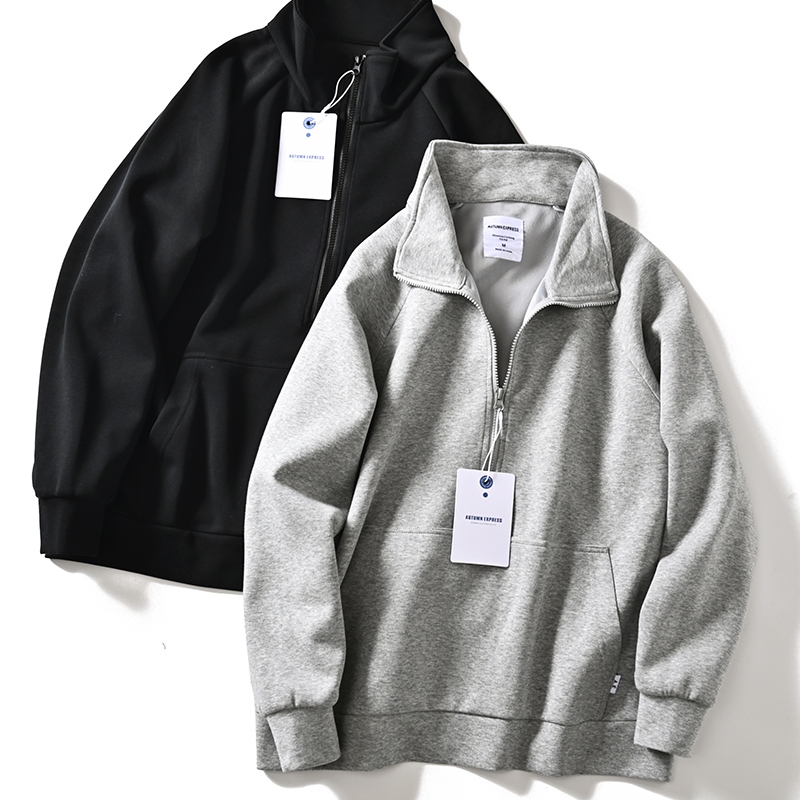 半拉链袋鼠兜流行卫衣