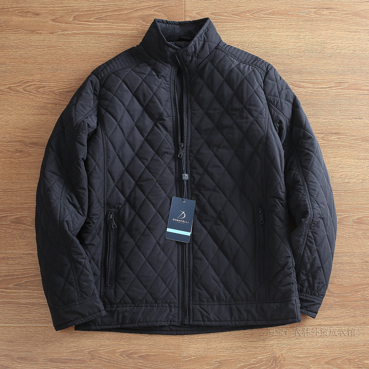 外贸原单 秋冬男士宽松菱形格夹棉立领休闲保暖棉服棉夹克外套潮