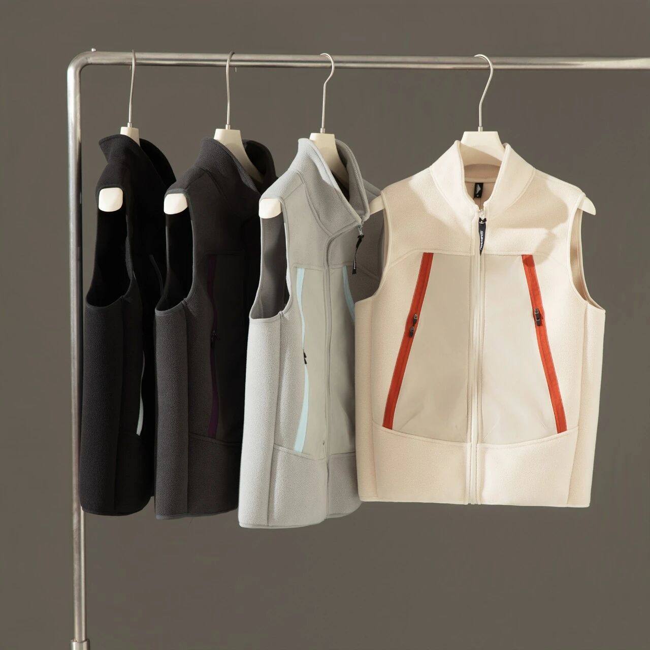 冬季男士机能风撞色前后拉链双面摇粒绒加厚防风保暖立领休闲马甲