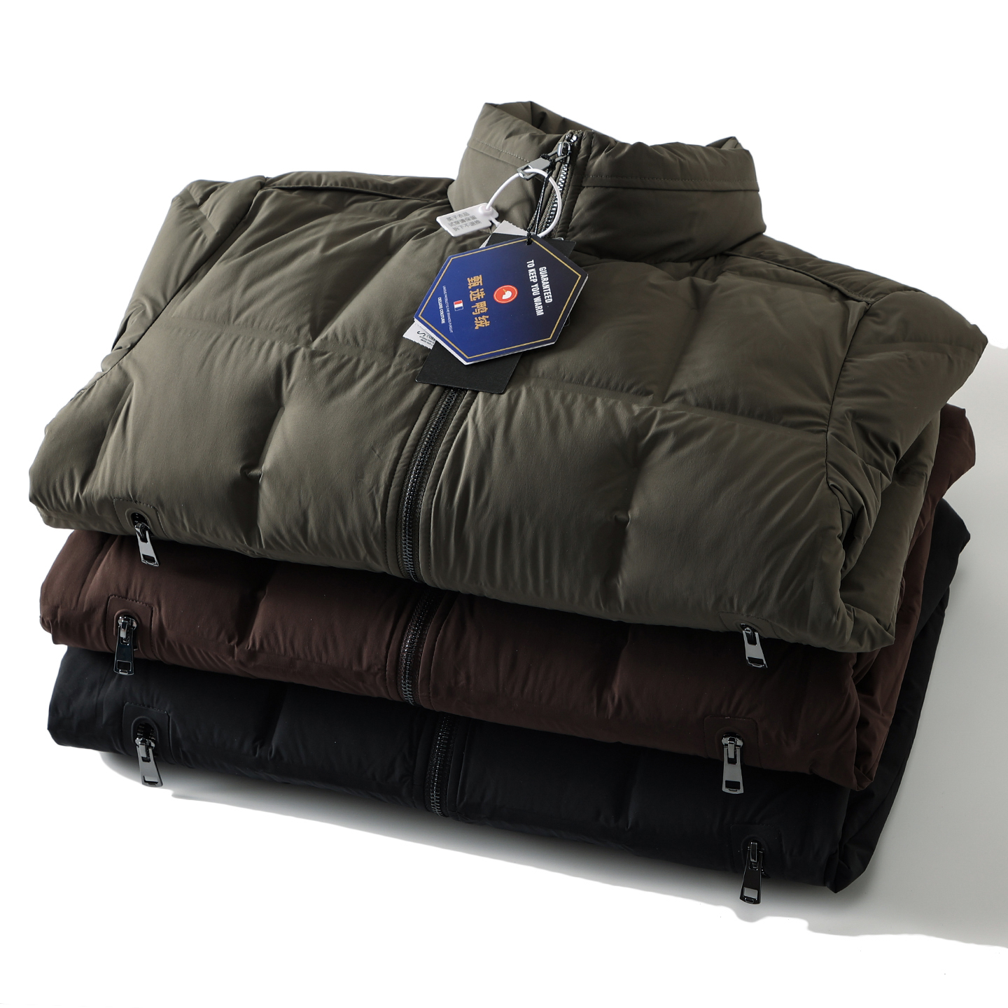 高蓬松90白鸭绒 无缝充绒 冬季男士高充绒加厚防风保暖立领羽绒服