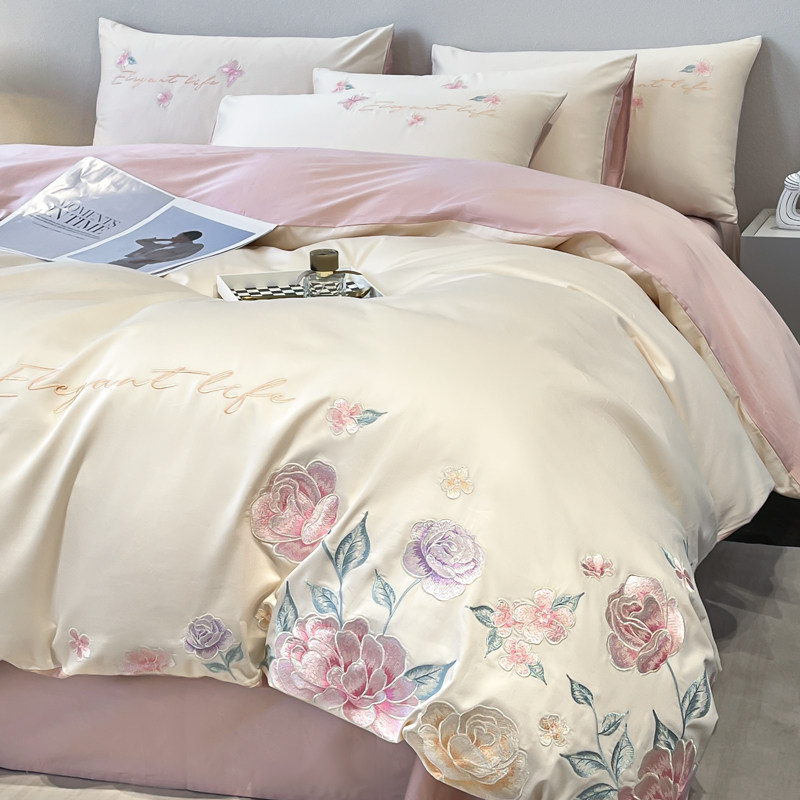 四件套长绒棉高端绣花