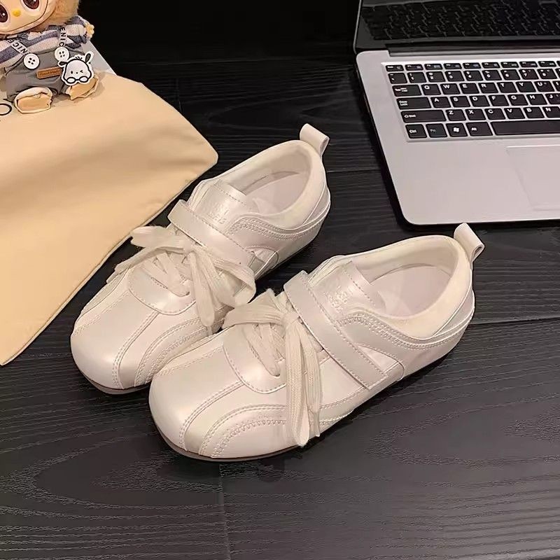 新中式女2026春季新款练习生~5cm内增高魔术贴休闲芭蕾鞋女开车鞋