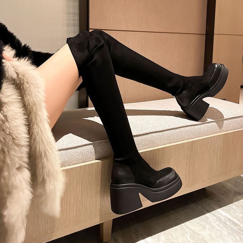 过膝长靴清仓靴女2026mm厚底新款时尚手工显瘦增高弹力高筒瘦瘦