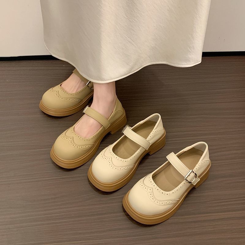 软底复古文艺风布洛克玛丽珍鞋女2026新款春季配裙子学院风小皮鞋
