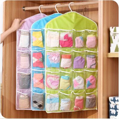 16Pockets WardrobePockets Clear Hanging Bag Socks Bra Underw