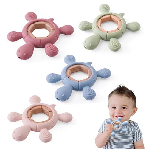 Baby Teether Kid Cartoon Turtle Shape Teething Silicone Dent