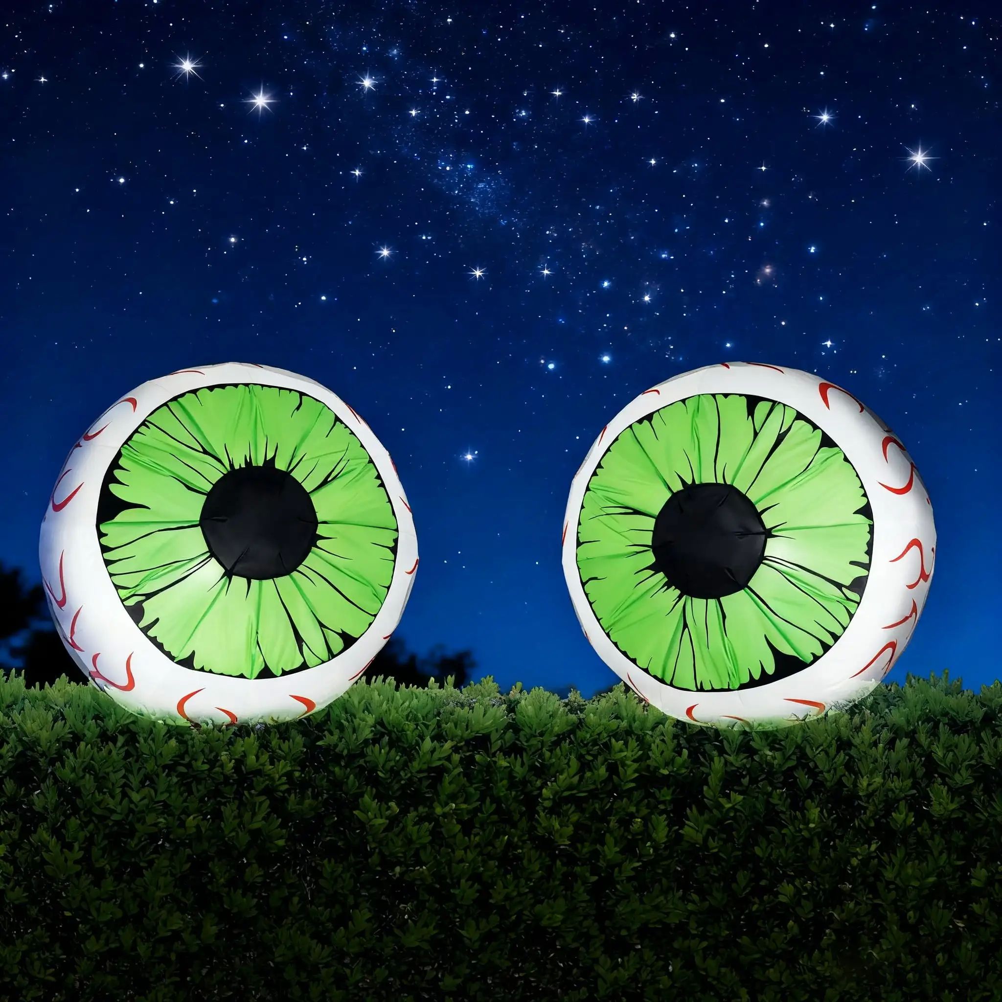 Joyfy 2 Pack Halloween Inflatable Huge Green Eyeballs with B