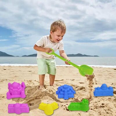 6pcs Beach Toys Various Sand Play Tools Castle Plastic Molds