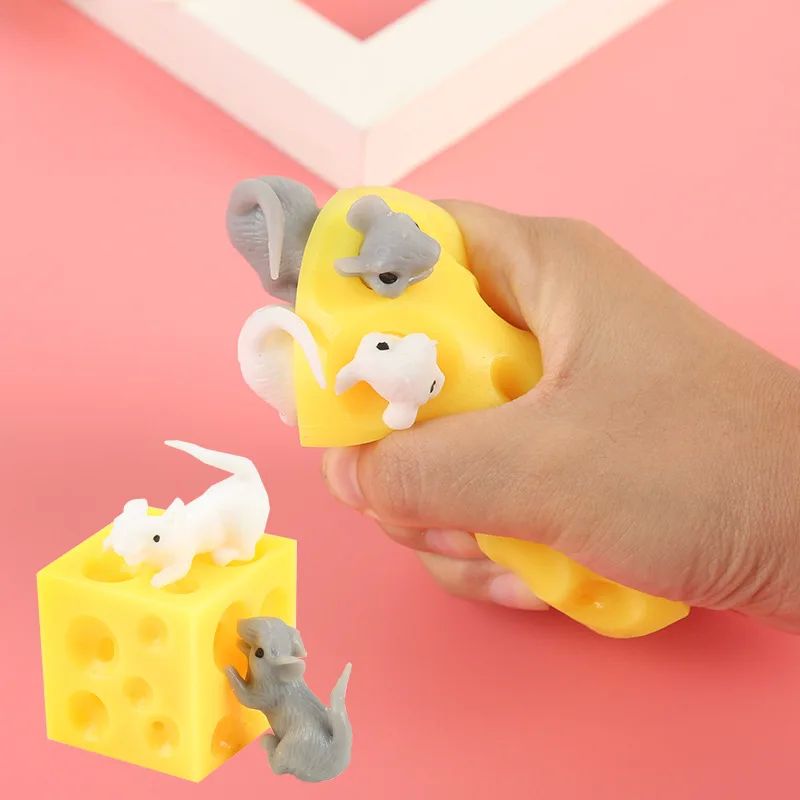 6/3PCS Mouse Cheese Squeeze Stress Relief Toy ADHD Autism Se