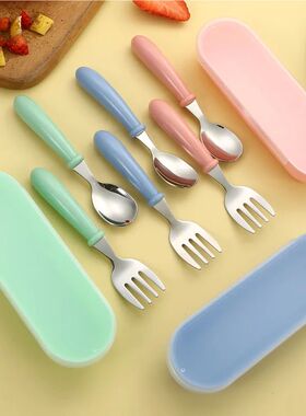 3pcs Children Spoon Forks Box Kids Stainless Steel Kids Cutl