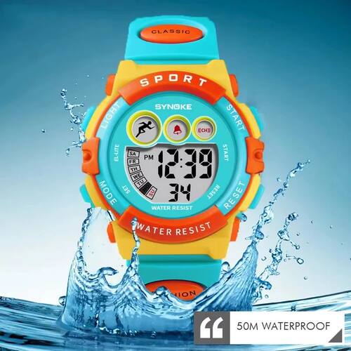 Waterproof Sport Children Watch LED Digital Kids Watches Lux