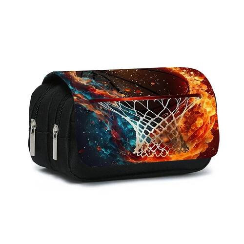 Basketball Double Layered Flip Pen Case for Boy and Girls Be