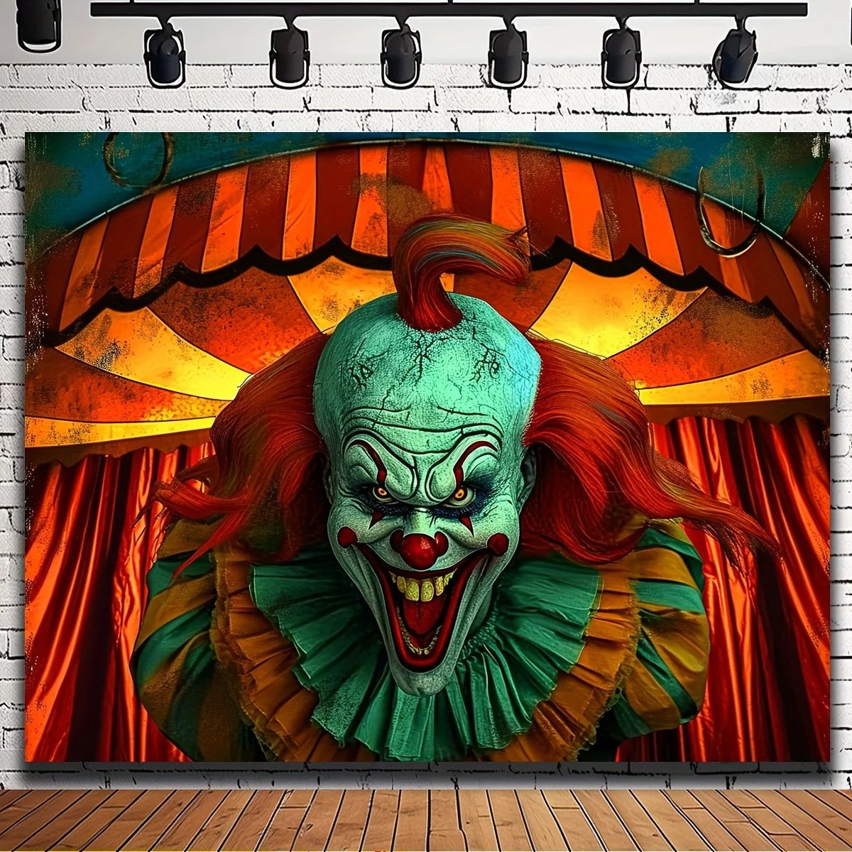 Horror giant evil clown Halloween background - durable and n