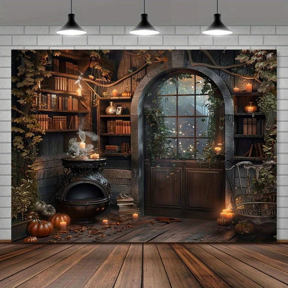 Halloween witch and potion background universal retro mediev
