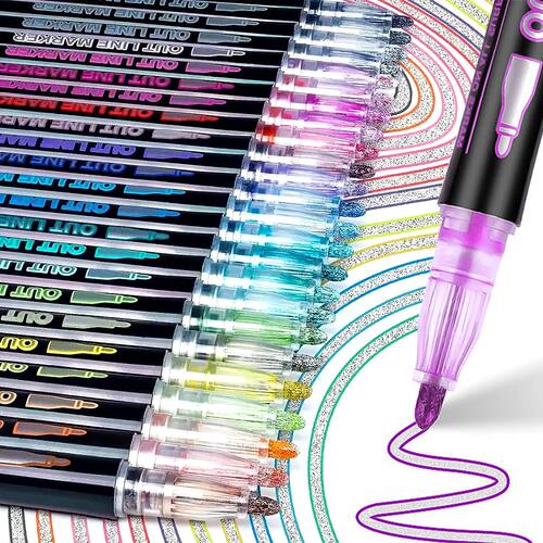 Out Line Art Pens Highlighters Marker PensDouble Line Outlin