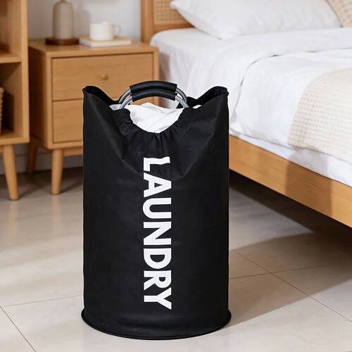 Black Laundry Bag With Handles 28 Inch Tall Collapsible Clot