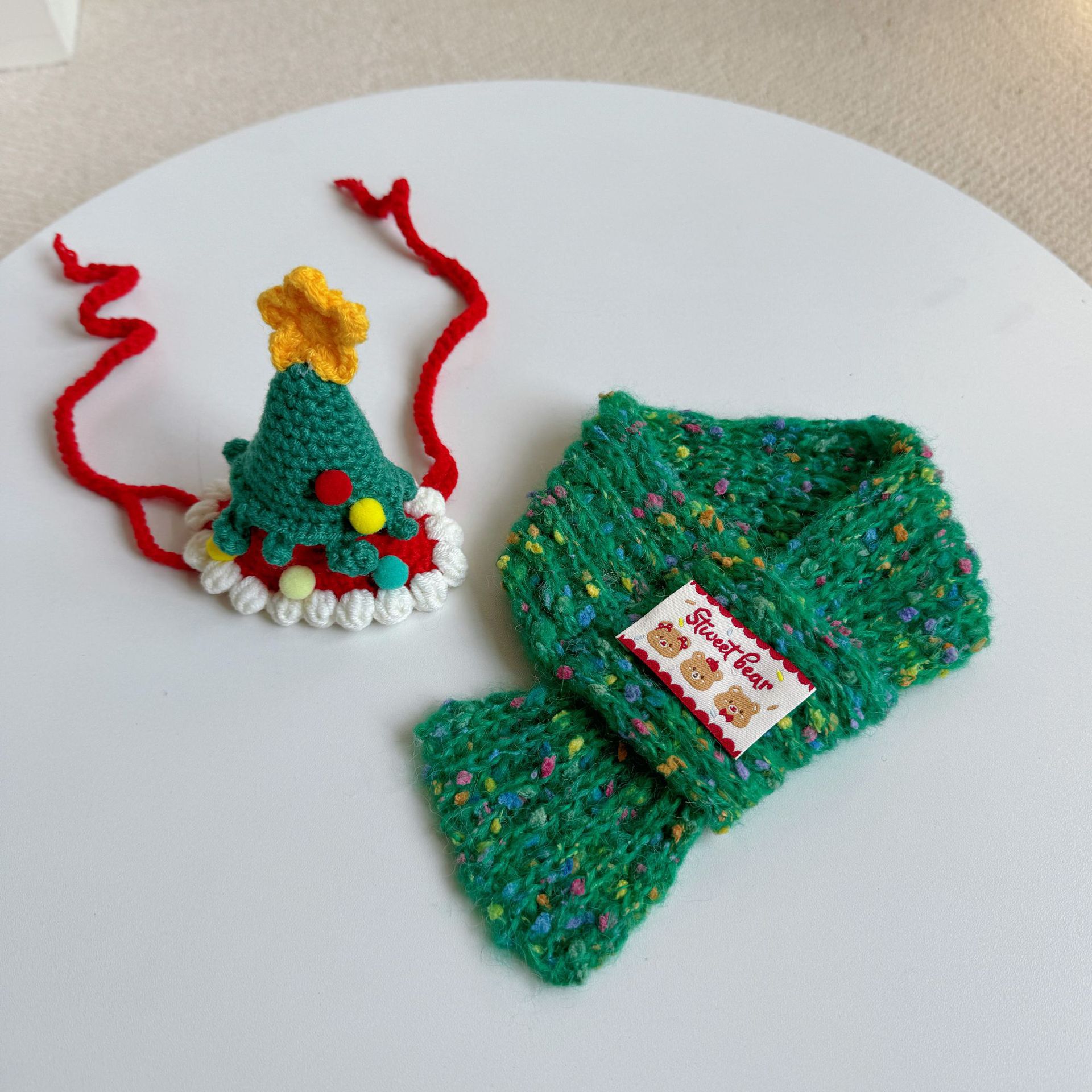 Christmas Pet Hat Scarf Set Cat Puppy Pet Birthday Hat Small