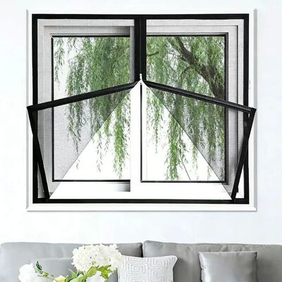 Black Customized size，Window mesh with zipper Self-adhesive