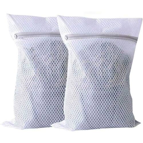 2Pcs Large Mesh Laundry Bags Reusable Zipper Net Washing Mac