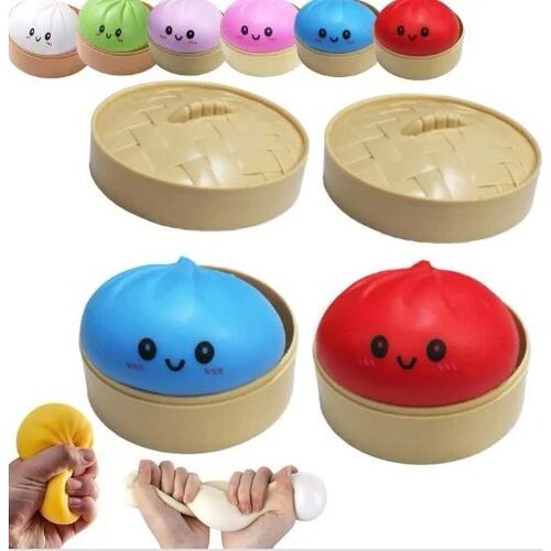 Rainbow Color Dumplings Blind Box Squishy Toy with Steamer S