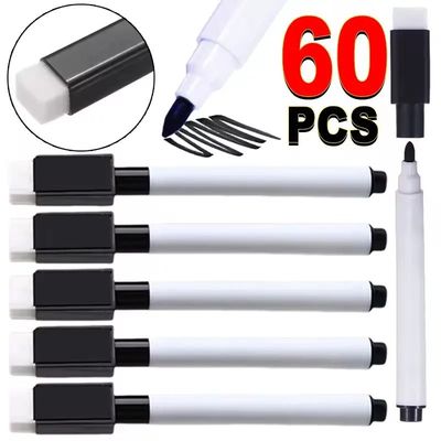 Magnetic Black Dry Erase Markers with Eraser Cap White Board