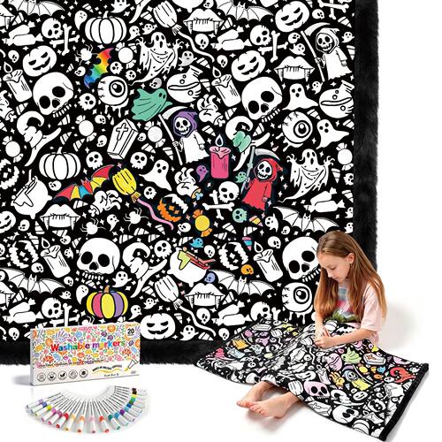 Royamoon Washable Coloring Blanket with 20 Markers40x60 Inch