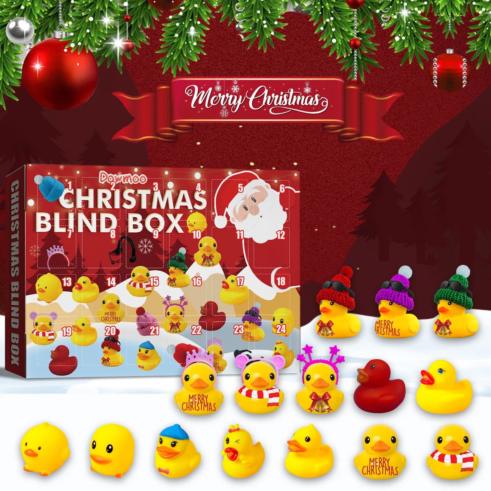 Christmas Advent Calendar 24 Days Countdown Rubber Duckling