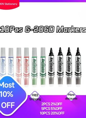 10Pcs Erasable Whiteboard Refilled Pens Dry Eraser Marker Fo
